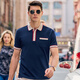 Mr. Bu POLO shirt button retro polo shirt summer new men's lapel short-sleeved college style AT12083 Navy L __175