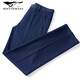 Sieben Wolf 2025 Herren Jeans Herren trendy losen lässiger neuer gerader Stretch Baumwolle Mid-Taist Vielseitige lange Hosen 124HB3892 MEDEIL Blau 38