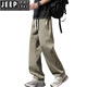 Jeep Spirit Summer Ice Seidenhose Herrendünner Stil 2025 Neue trendige losen geraden Hosen Herren atmungsablößere, schnell trocknende Hose K6636 Khaki l ungefähr 110 ~ 130jin [Jin gleich 0,5 kg] kann getragen werden