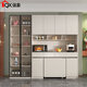 Qiangxiang creamy stone siding sideboard high cabinet integrated wall multi-function storage wine cabinet folding dining table custom G149 style 191400*800*756 6MM rock siding table double doors