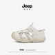 JEEP Jeep children's sandals, baby toddler shoes, toddlers' breathable mesh soft-soled shoes, ivory white/fishtail gray 23