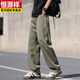 Hengyuanxiang Sommer-Casual Hosen für Männer für Männer lose Trends und vielseitige eisige und atmungsaktive Teenager-Sporthosen CJ6636 Khaki M Höhe 155-165 Gewicht 90-110