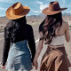 
OLOEY Western Cowboy Hat Tibetan Hat Men and Women Summer Outdoor Northwest Retro Desert Cowboy Hat Wide Mongolian Hat Cowboy Hat [Light Coffee]