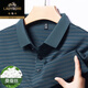 Camiseta clásica de seda de color seda de mulberry para hombres de alta gama 2025 Summer NUEVO estilo de mediana edad y anciana Camisa H9866 Dark Green 4xl 190180-200Jin [Jin es igual a 0,5 kg]