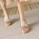Belle escaliers Sandales à talon pour femmes, été 2025 Nouvelles sandales de sangle épaisses, chaussures de femmes à talons hauts exquis, couleur abricot 36