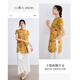 Shangdubila Chinese style stand-up collar button short-sleeved thin shirt for women in summer new Chinese printed slit shirt gentle top