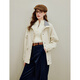 
Inman retro simple stand collar work jacket 2025 autumn women's new pure cotton slim loose top light apricot color XL
