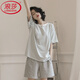 Langsha High-End 2025 New Pyjamas für Frauen im Sommer Pure Cotton Kurzärärmelte zweiteiliger Anzug Sommerstreife Home Clothing 9856 M [Empfohlen 75-90 Jin [Jin gleich 0,5 kg] tragen]
