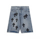 Jingpufei 25SS Brand tendance en cuir rétro en cuir lâche droit des shorts en jean lavage bleu de 9926 s 28