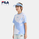 Fila silk soft cotton Fila children's short-sleeved T-shirt 2025 summer men's and big children's tops full print two-ZB 120