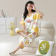 Pajamas en velours arctique pour les femmes en été en été coton pur en V V pantalon recadré à manches courtes lâche et décontracté peut être porté à l'extérieur de la maison de vêtements de printemps T-9855 (costume court) M (80-100jin [Jin est égal à 0,5 kg]))
