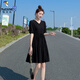Woodpecker Small Dress Summer Women's 2025 New Age Reducing Temperament French Waist Slimming Skirt Women's Clothing Summer Black M [Suggested 100-115Jin [Jin equals 0.5 kg]]