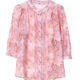 New summer loose belly-covering temperament chiffon shirt for women with three-quarter sleeves shirt floral stand-up collar top for women pink 3XL [recommended 130-140Jin [Jin equals 0.5 kg]]