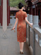 Cheongjing Cheongsam Chinese style small man in college entrance examination cheongsam mother in daily life can wear dress light summer clothes plus orange red style 1278 orange red style 1278 M