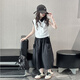 Mokitoul Summer Thin Sans mangers Jupe Set for Girls 2025 New Children's Girls Media Might Children's T-shirt Twirt Tid Trend Top (emballage de boîte cadeau haut de gamme) 120 cm