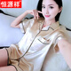 恒源祥睡衣女夏季短袖2025新款网红大尺码夏天冰可外穿家居服套装 838#黑色[短袖短裤] M [75-90斤]