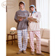 Gukoo Couple Pajamas Winter Disney Series Joint Soft Warm Plaid Pants Women's Home Clothes Set Men's Pajamas D Sky Gray Men's Suit L