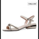 JOSINY 2025 new true soft leather sandals for women's flat shoes rhinestone flat heel fish mouth shoes one-button summer black 34