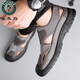 
Woodpecker 2025 summer new men's sports and casual mesh beach shoes genuine leather soft sole non-slip hollow breathable sandals men's gray 41