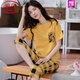 LangSha 2025 new pajamas for women in summer pure cotton short-sleeved cropped pants casual home clothing summer thin suit YN1278 YN6278 M Recommended 80-100