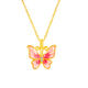 Mingzuan International 18K gold pendant for women au750 painted pink butterfly neck pendant temperament clavicle chain birthday gift for girlfriend