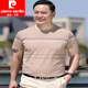 皮尔卡丹（pierre cardin）夏季圆领棉中年男士短袖t恤爸爸装老年人上衣有口袋T恤打底 【父亲节礼物】中灰 6625 M 165/【85斤-110斤