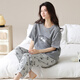
Catman (MiiOW) women's pajamas summer pure cotton short-sleeved trousers 2025 new summer gray casual home clothing set YZ9720 pink gray pants M 80-95Jin [Jin equals 0.5 kg]