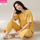 Pyjamas modal pour les femmes au printemps et en été des pantalons à manches courtes en coton pur de style coréen Les étudiants peuvent porter des combinaisons de vêtements de coton pur à l'extérieur en été yzt9712 courte longueur M (80-100jin [Jin est égal à 0,5 kg]))