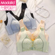 Modal ropa interior de ropa interior de la mujer, hebilla delantera de estilo para mujeres, senos pequeños recolectados sin anillos de acero y grosor anti-sagging y sujetador de ajuste delgado azul 80b 36 (modelo medio de espesor)