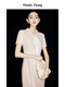 Mandy Zhang'golden Ratio Ligne de princesse en forme de mince petite robe de queue de poisson parfumée pour la robe d'été pour femmes poudre de fleur de cerisier (streamer amovible) L