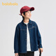 Balabala children's shirt boys and girls long-sleeved big children 2025 new autumn clothing cotton denim fashionable and versatile denim dark blue 88301 120