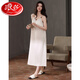 Langsha Sling Nightgown For Women 2025 Nouveau été avec poitrine poitrine sexy imitation de soie d'été Couleur solide cool pyjama AM13116 avec poitrine m 160