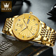 Schweizer authentisch zertifizierter Code Vollautomatischer mechanischer Herren Uhr Waterdes leuchtend trendy und vielseitige Herrenbeobachtung Steel Belt-6630 Herren Uhren-Gold-Grey-Oberfläche