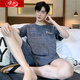 Langsha Pyjamas en coton pur pour hommes en été à manches courtes à manches courtes, style de maison entièrement en ligne de grande taille de grande taille 679 Z9359 L 115-130Jin [Jin est égal à 0,5 kg]