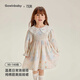 
Keying GOWINBABY girls' dress French cotton 2025 autumn girls doll collar skirt girls' sweet puff sleeve princess dress blue pink 120 (suitable for height 110cm-120cm)