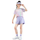 Balabala children's quick-drying sports suit for girls summer short-sleeved 2025 new shorts running suit quick-drying clothes big children's summer suit 9889 white + 18410 purple 150 cm