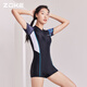 Zhouke's new one-piece swimsuit for women, boxer angle slimming sun protection training swimsuit, three-piece swimsuit set (knitted swimming cap)_swimming goggles and swimming cap M