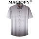 MAGIOPY奢侈高端品牌男装短袖衬衫男2025夏季新款拼色潮流翻领上衣 蓝色 52