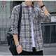 Miao Youke Camisa informal a cuadros Spring y Autumn Camisa de manga larga Camisa coreana Retro Summer Flin Jacket K12108 White M 90-110Jin [Jin equivale a 0.5 kg]