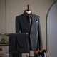 DK high-end men's one-button suit suit men's striped jacket casual business formal dress suit two-piece set one-button dark gray (suit + trousers) 2XL 54 (138-150Jin Jin equals 0.5 kg)