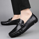 
Fashionable brand beanie shoes genuine leather men's shoes 2025 new summer daddy pedals soft sole non-slip men's casual leather shoes 9913 black 40