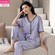 Modal pijama de algodón puro para mujeres en primavera y verano pantalones de manga corta Cardigan estilo coreano lindo collar de verano ropa de algodón puro juego de algodón puro ysh-9737# cárdigan l tamaño 100-120Jin [Jin iguala 0.5 kg]