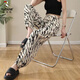 Specht Fashion Drupp Print Harem Hosen für Frauen im Sommer dünne lose schlanke Bloomer lässig neue Chiffonschnallen Füße schwarz m 100jin [Jin gleich 0,5 kg]