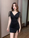 Pinbo Qiren Sexy Deep V Kleid Hip-Pack-Kleid Spa Fußbadetechniker Nachtclub KTV Arbeitskleidung 3882 Schwarz S vorgeschlagen 80-95 Jin [Jin ist gleich 0,5 kg]