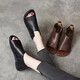 Sandales en bouche de poisson rouges de libellule pour femmes 2025 Été réel cuir doux rétro maman décontractée sandales en cuir plate glissade chaussures de plage romaine marron 35