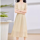 
XAE luxury high-end brand short-sleeved dress for women 2025 summer new French V-neck temperament waist-hugging slimming skirt Pink L
