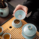 Ru kiln kung fu tea set high-end tea making azure teapot tea cup home office tea making 12 head azure Ru kiln Xishi teapot