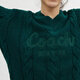 蔻驰（COACH）纯色Logo刺绣粗绞花宽松V领毛衣男女同款绿色 绿色 S
