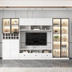 TV cabinet background wall cabinet integrated solid wood storage cabinet storage cabinet customized living room TV cabinet Jiangyuyuan style 14380*210*35cm door-to-door installation