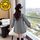 G.Duckkids Girls Woolen Poat осень и зима 2024 г. Новая детская средняя длина хлопка сгущенной корейской версией новой куртки для девочек Houndstooth Matte Cotton 150 (подходит для высоты 140-150 см)